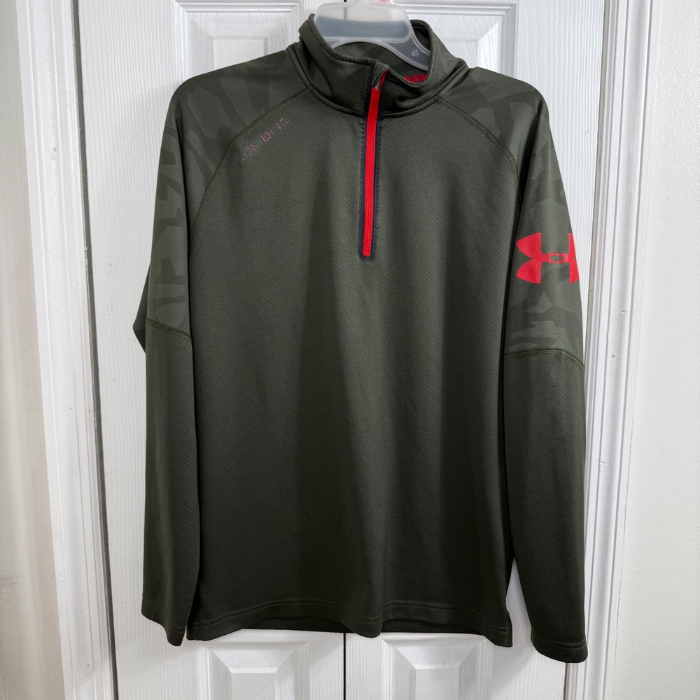 Under Armour Combine 1/4 Zip Small Green Camo Athleisure Tactical Gorpcore